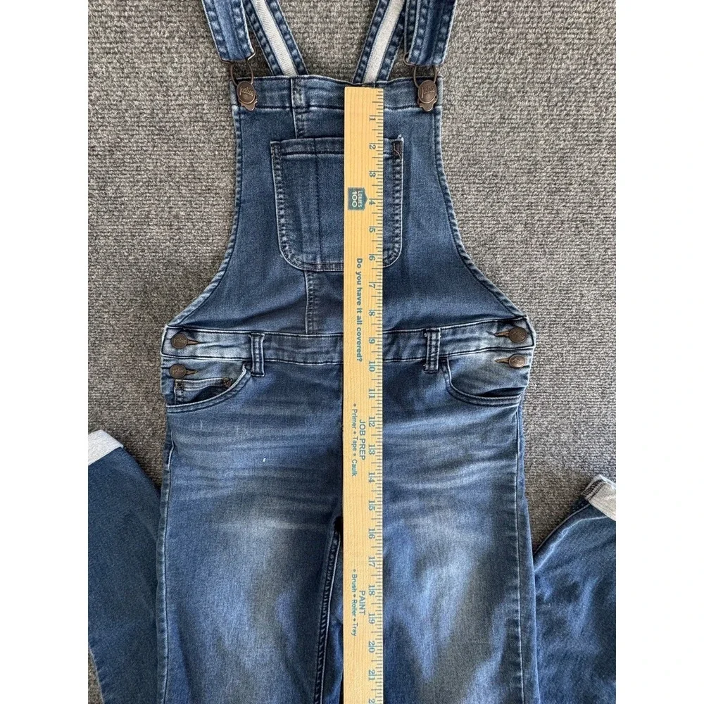 Justice Girls Medium Wash Denim Skinny Leg Bib‎ Overalls Blue Kids